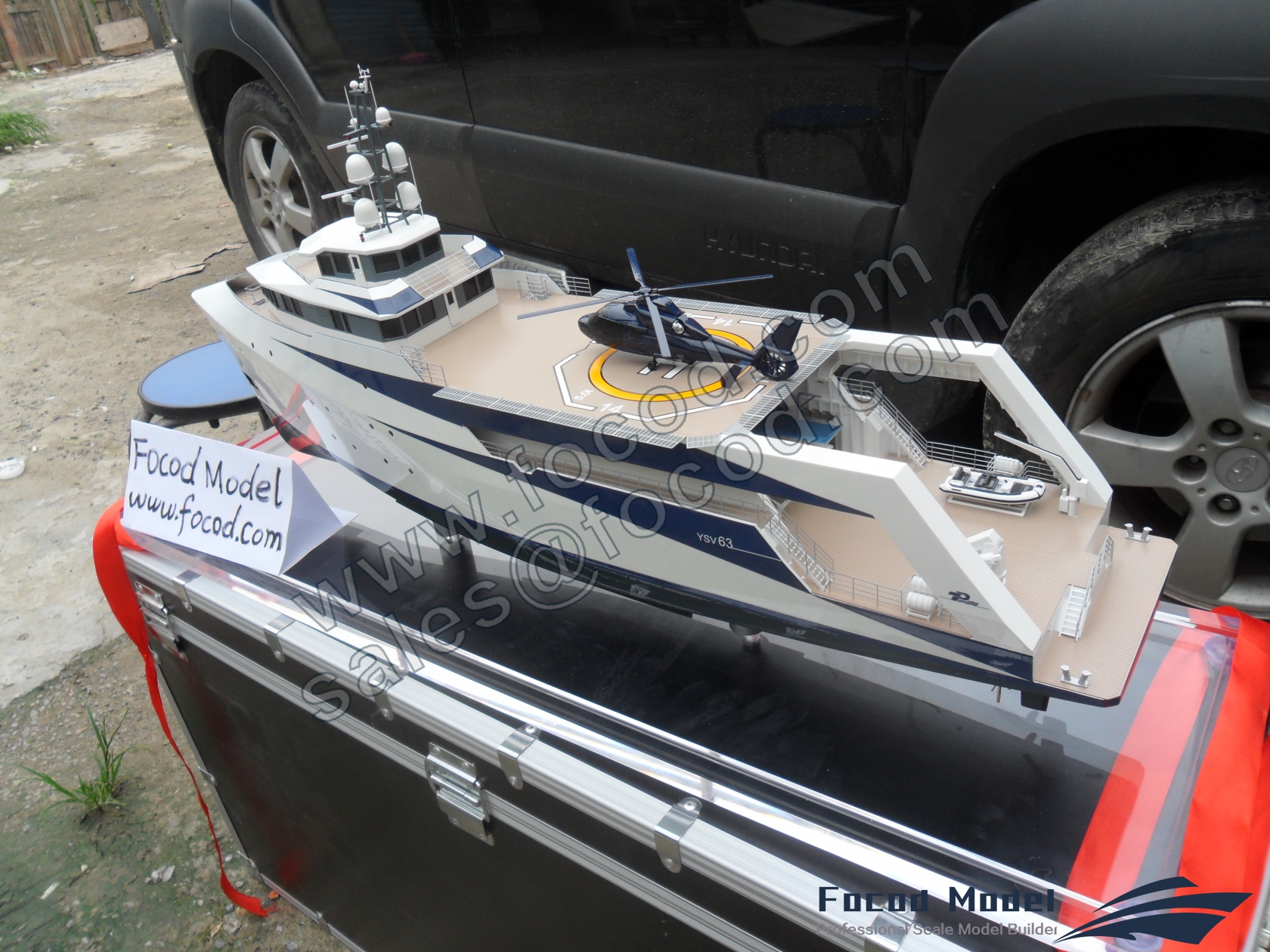 custom made model of 63m cargo yacht